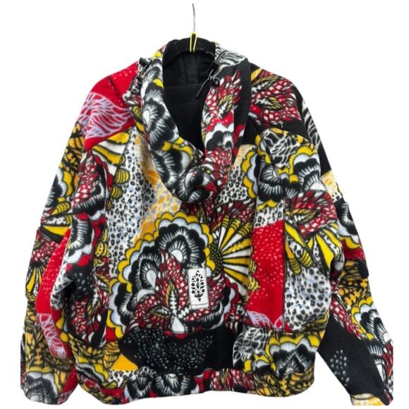 Free People Wild and Free Printed Fleece Pullover Jacket Wildflower Retro Print - Picture 7 of 8